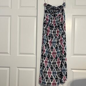 Ann Taylor Black and Pink Patterned Maxi Dress